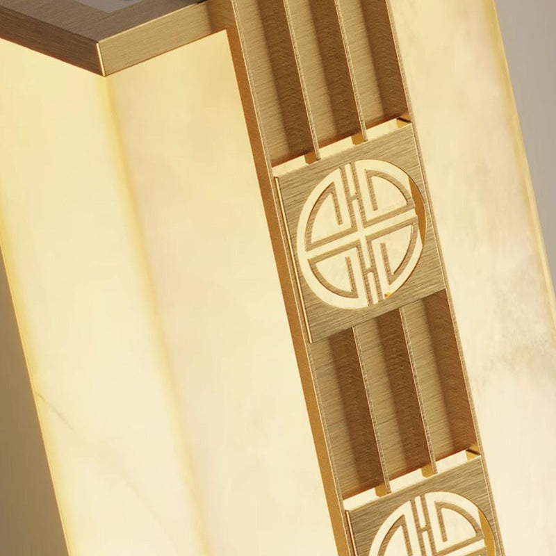 Brass Shade Cuboid LED Solar Outdoor Wall Sconce Lamp
