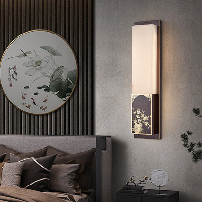 Chinese Marble Shade Brass LED Waterproof Wall Sconce Lamp