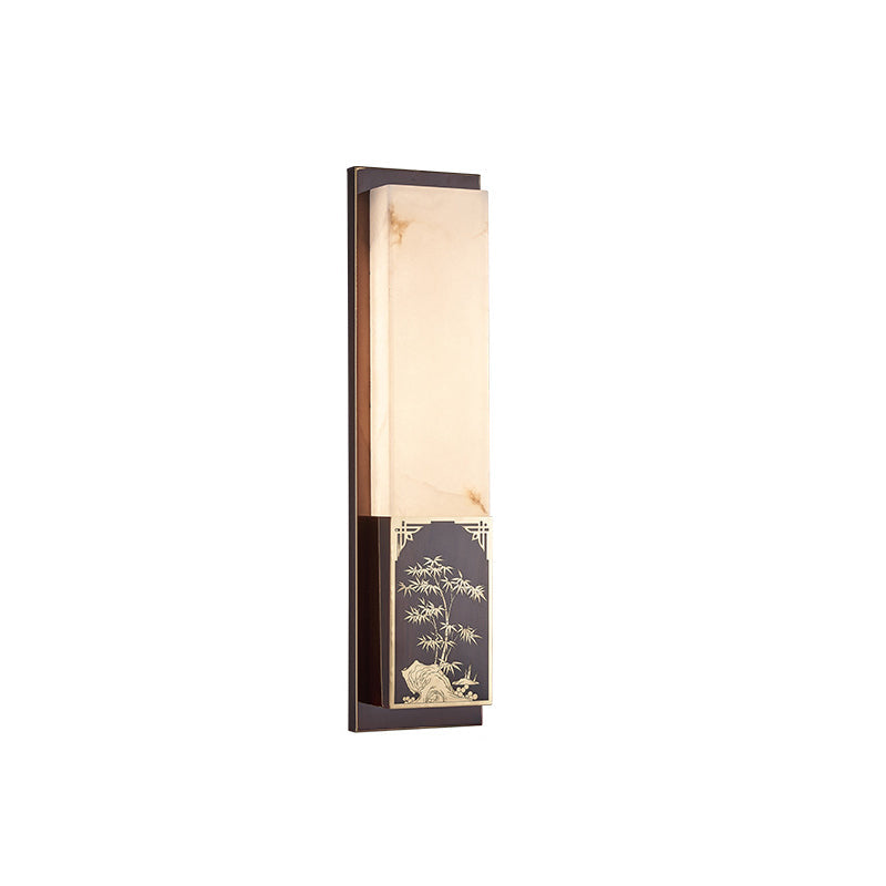 Chinese Marble Shade Brass LED Waterproof Wall Sconce Lamp