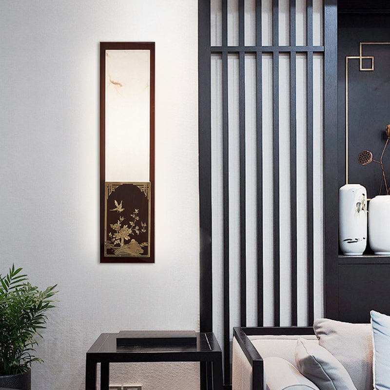 Chinese Marble Shade Brass LED Waterproof Wall Sconce Lamp