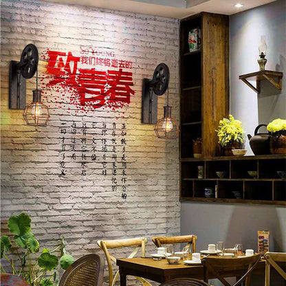 Iron Net Glass 1-Light Pulley Lifting Wall Sconce Lamp