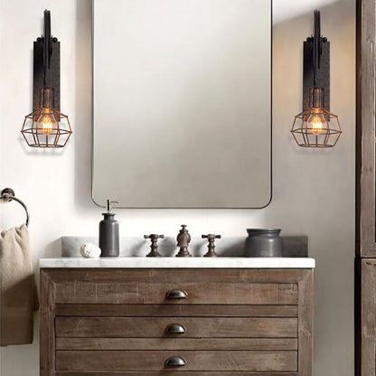 Iron Net Glass 1-Light Pulley Lifting Wall Sconce Lamp