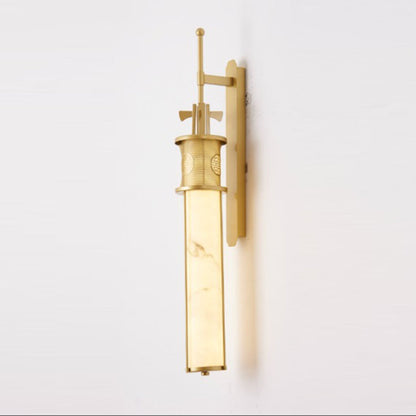 Iron Long Pole Marble Cylinder Shade LED Wall Sconce Lamp