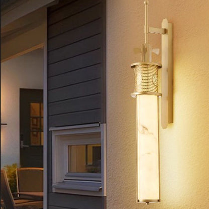 Iron Long Pole Marble Cylinder Shade LED Wall Sconce Lamp