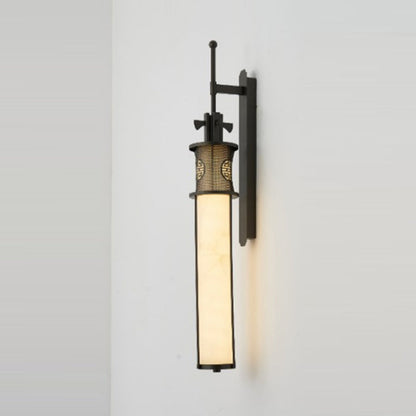 Iron Long Pole Marble Cylinder Shade LED Wall Sconce Lamp