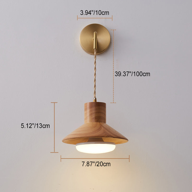 Japanese Wood Grain Tapered 1-Light Wall Sconce Lamp