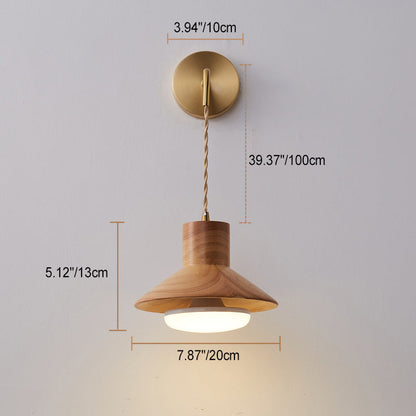 Japanese Wood Grain Tapered 1-Light Wall Sconce Lamp