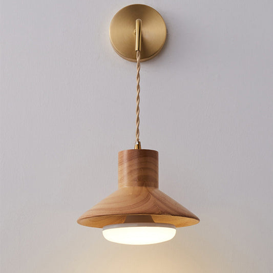 Japanese Wood Grain Tapered 1-Light Wall Sconce Lamp