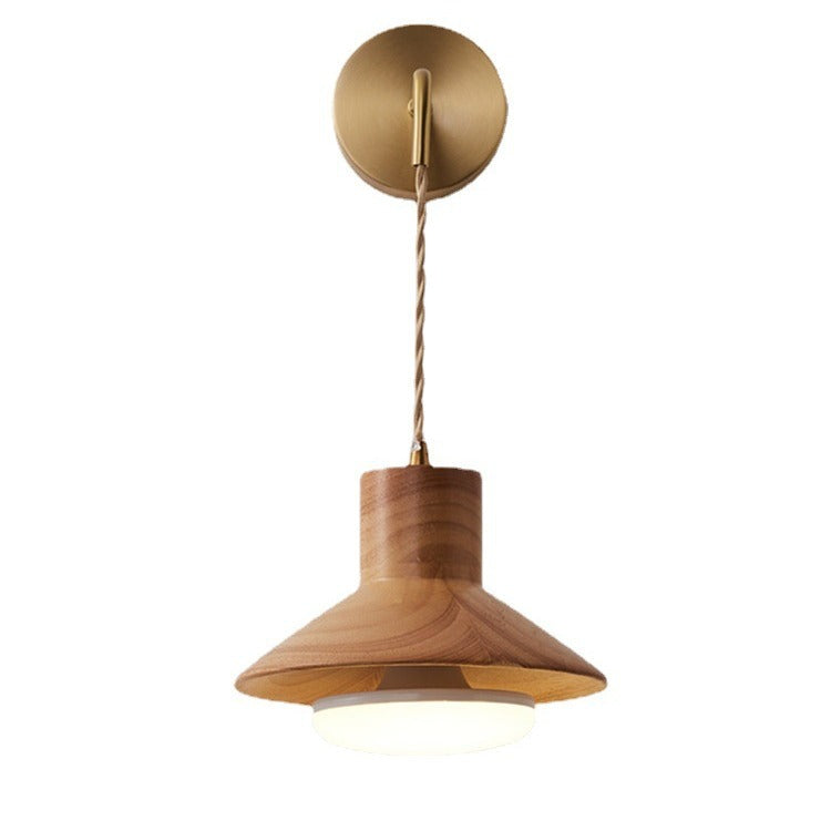 Japanese Wood Grain Tapered 1-Light Wall Sconce Lamp