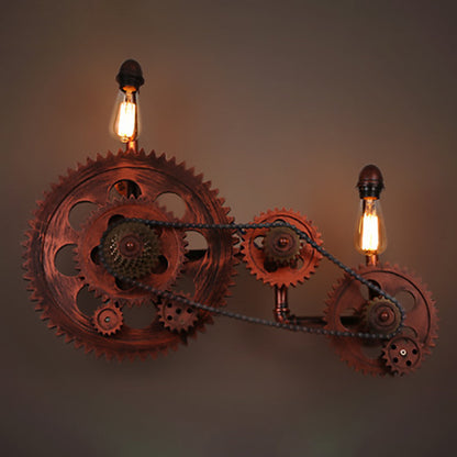 Retro Iron Water Pipe Gear Design 2-Light Wall Sconce Lamp