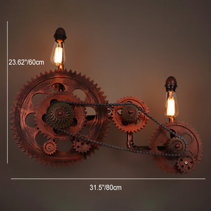 Retro Iron Water Pipe Gear Design 2-Light Wall Sconce Lamp