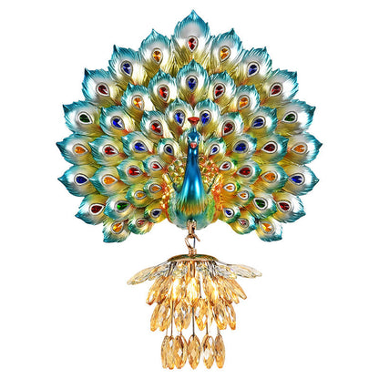 Resin Peacock Crystal Ball Shade 1-Light Wall Sconce Lamp
