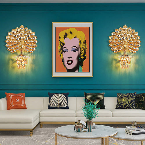 Resin Peacock Crystal Ball Shade 1-Light Wall Sconce Lamp