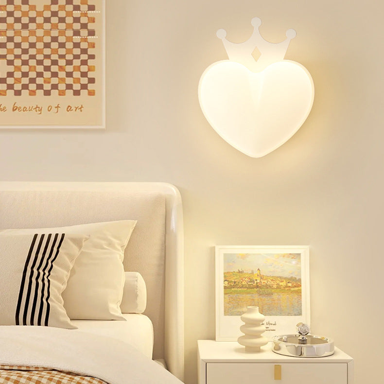 Creative PE Crown Heart Shade Iron LED Wall Sconce Lamp