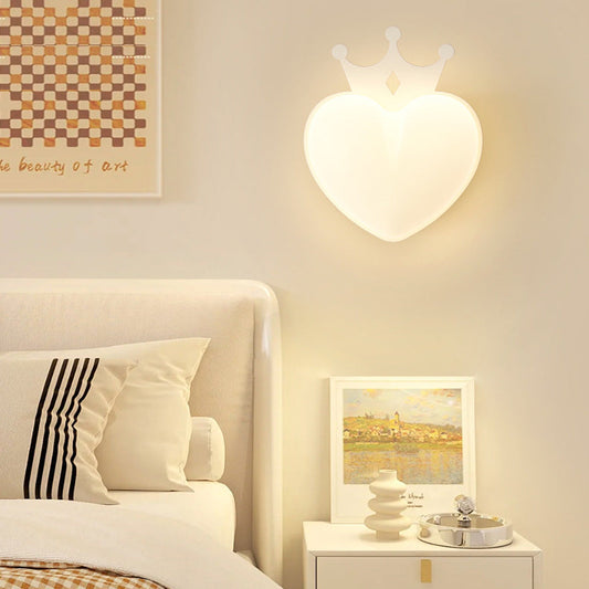 Creative PE Crown Heart Shade Iron LED Wall Sconce Lamp