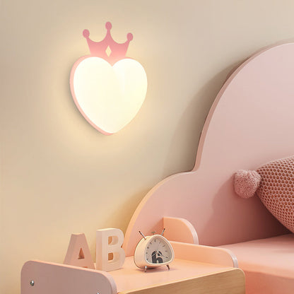 Creative PE Crown Heart Shade Iron LED Wall Sconce Lamp