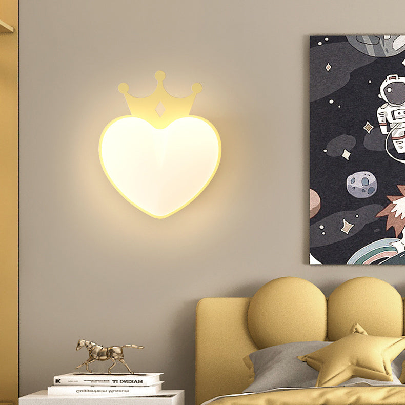 Creative PE Crown Heart Shade Iron LED Wall Sconce Lamp
