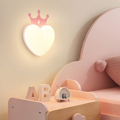 Creative PE Crown Heart Shade Iron LED Wall Sconce Lamp
