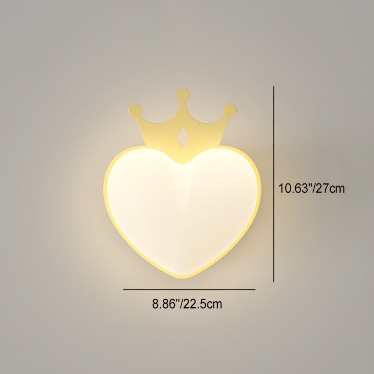 Creative PE Crown Heart Shade Iron LED Wall Sconce Lamp