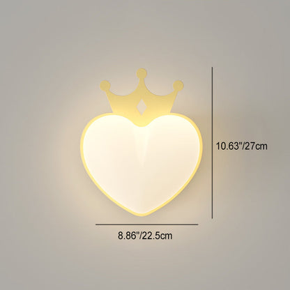 Creative PE Crown Heart Shade Iron LED Wall Sconce Lamp
