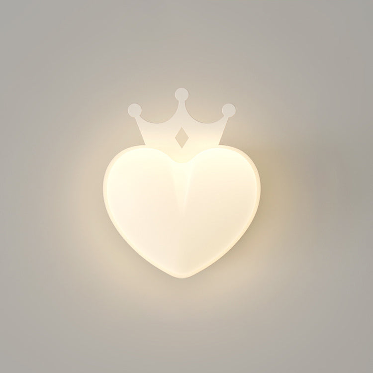 Creative PE Crown Heart Shade Iron LED Wall Sconce Lamp