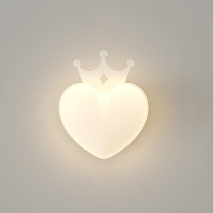 Creative PE Crown Heart Shade Iron LED Wall Sconce Lamp