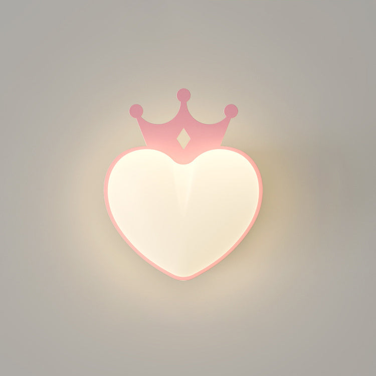 Creative PE Crown Heart Shade Iron LED Wall Sconce Lamp