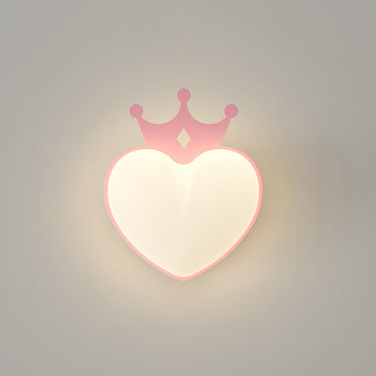 Creative PE Crown Heart Shade Iron LED Wall Sconce Lamp