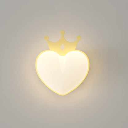 Creative PE Crown Heart Shade Iron LED Wall Sconce Lamp