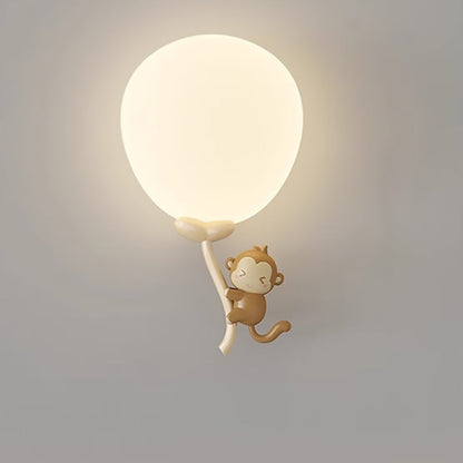 Animal Monkey Bear Iron PE Globe Shade LED Wall Sconce Lamp