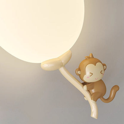 Animal Monkey Bear Iron PE Globe Shade LED Wall Sconce Lamp