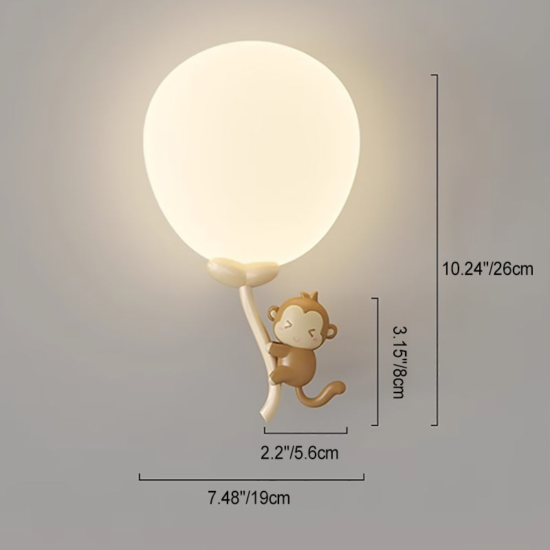 Animal Monkey Bear Iron PE Globe Shade LED Wall Sconce Lamp