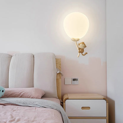 Animal Monkey Bear Iron PE Globe Shade LED Wall Sconce Lamp