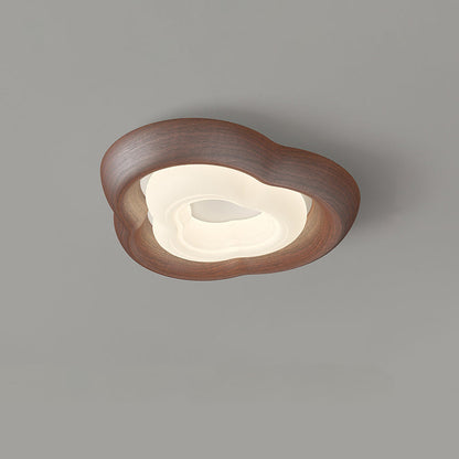 Contemporary Simplicity Curved Iron PE Imitation Wood Grain LED Flush Mount Ceiling Light For Bedroom