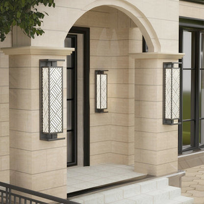 Stainless Cuboid Shade 1-Light Outdoor Wall Sconce Lamp