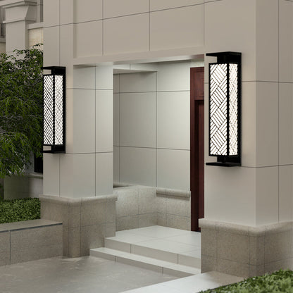 Stainless Cuboid Shade 1-Light Outdoor Wall Sconce Lamp