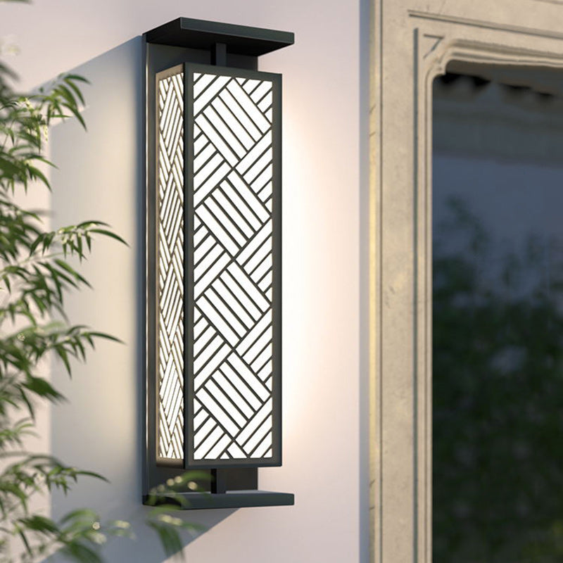 Stainless Cuboid Shade 1-Light Outdoor Wall Sconce Lamp