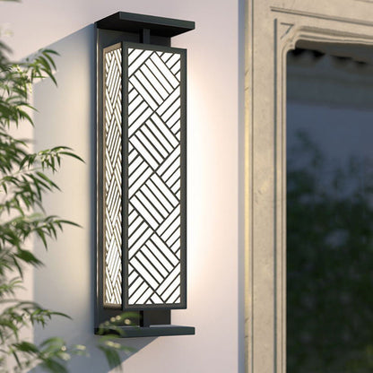 Stainless Cuboid Shade 1-Light Outdoor Wall Sconce Lamp