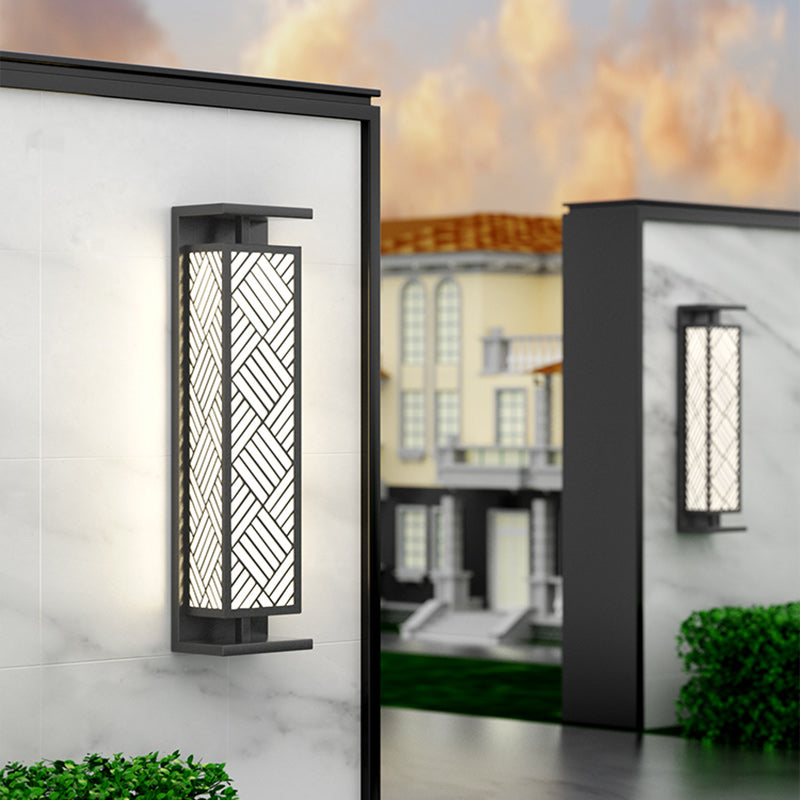 Stainless Cuboid Shade 1-Light Outdoor Wall Sconce Lamp