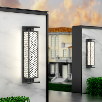 Stainless Cuboid Shade 1-Light Outdoor Wall Sconce Lamp