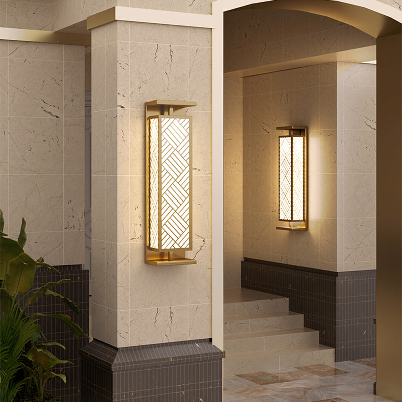 Stainless Cuboid Shade 1-Light Outdoor Wall Sconce Lamp