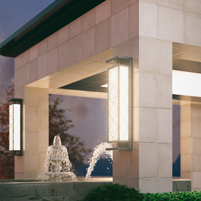 Stainless Cuboid Shade 1-Light Outdoor Wall Sconce Lamp