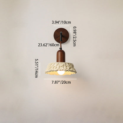 Japanese Resin Carving Round 1-Light Wall Sconce Lamp