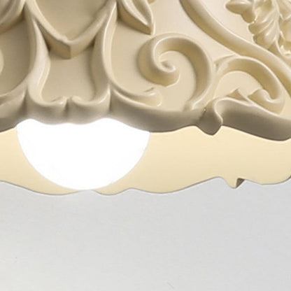 Japanese Resin Carving Round 1-Light Wall Sconce Lamp