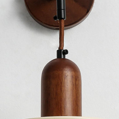 Japanese Resin Carving Round 1-Light Wall Sconce Lamp