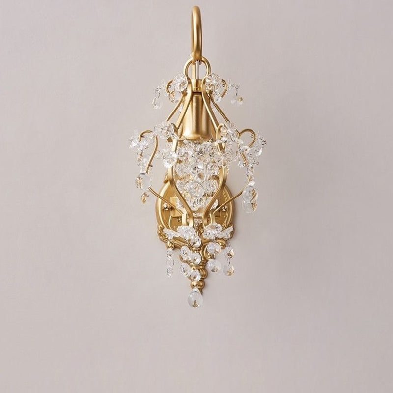 Curved Frame Crystal Decoration 1-Light Wall Sconce Lamp