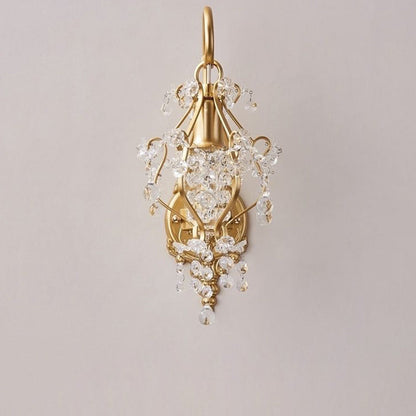 Curved Frame Crystal Decoration 1-Light Wall Sconce Lamp