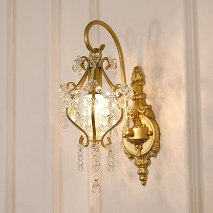 Curved Frame Crystal Decoration 1-Light Wall Sconce Lamp