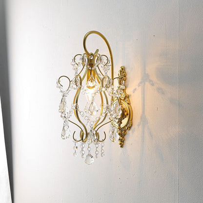 Curved Frame Crystal Decoration 1-Light Wall Sconce Lamp