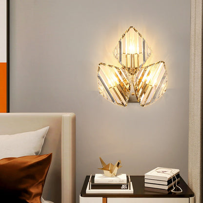 Hardware Rhombic Crystal 1/2/3-Light Wall Sconce Lamp